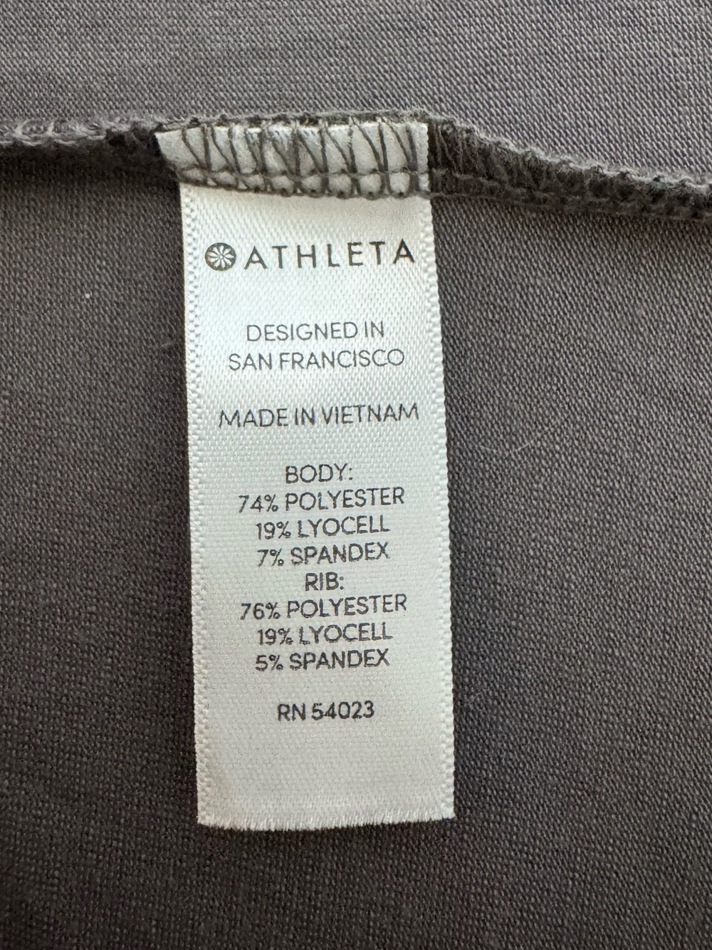 Athleta Women's Long Sleeve Round Neck Top in Charcoal Gray split back - Picture 7 of 8